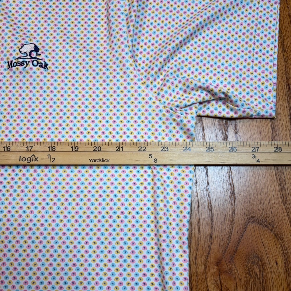 Peter Millar Golf Polo Mens L White Multicolor Mossy Oak Summer Comfort Stretch - Picture 6 of 8